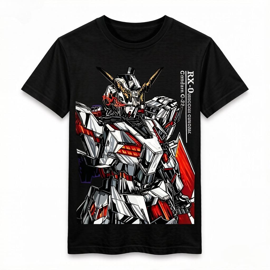 Hightop Unicorn Gundam Shortsleeved Tshirt Animerelated Merchandise for Kids and Parents Summer Clothing