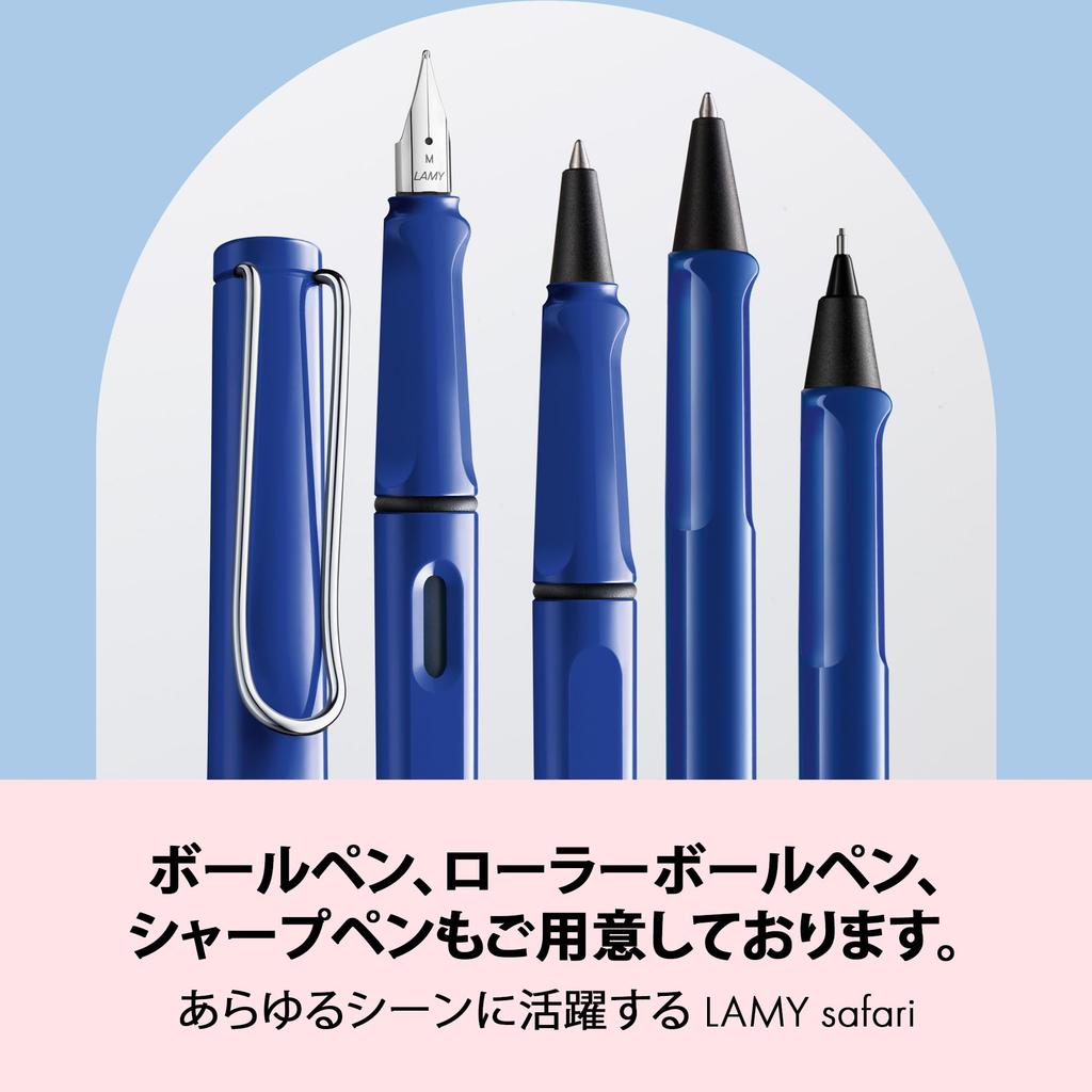 LAMY Safari Blue Fountain Pen Ergonomic Grip and Polished Steel Nib Size M Ideal for Writing and Calligraphy Includes LAMY T10 Blue Ink Cartridge -