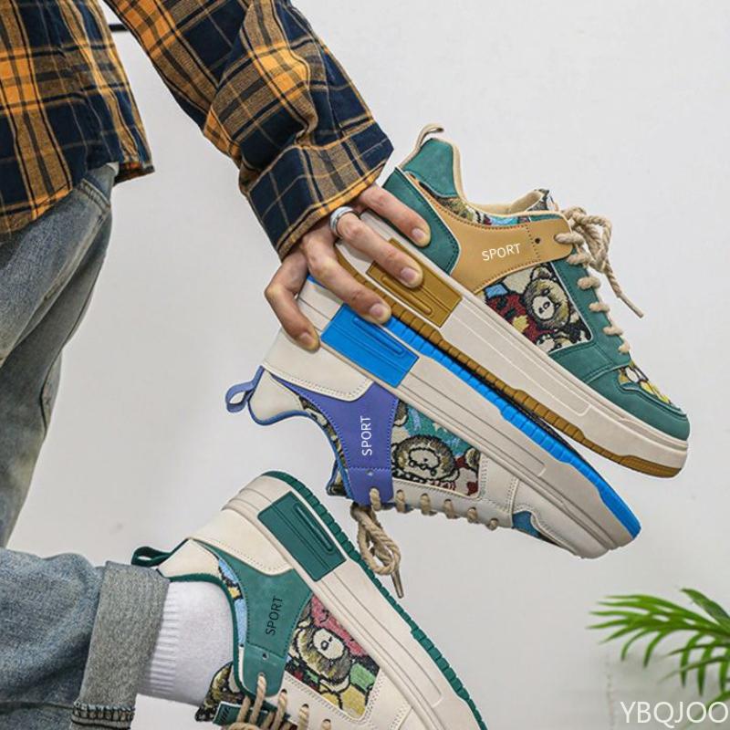 Spring and Autumn Fashion New Shallow Mouth Flat Bottom Breathable Men's Board Shoes Thick Bottom Trendy Anti Slip Canvas Shoes
