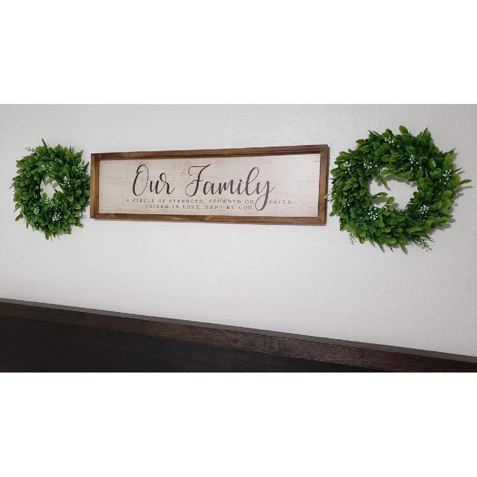 LSKYTOP 2 Pcs Boxwood Wreath with Artificial Wreath Green Leaves Door Wall Window Decoration,11Inch/PC