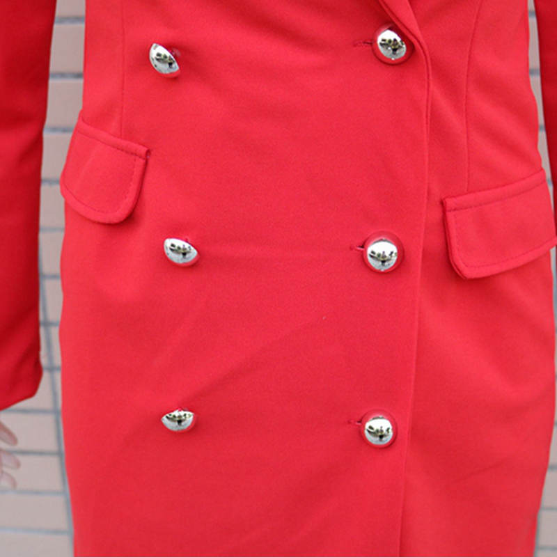 Business-Anzug, langärmelig, Büro-Knopf, einfarbig, V-Ausschnitt, A-Linie, schlankes Damen-Mini-Hüft-Kurzkleid