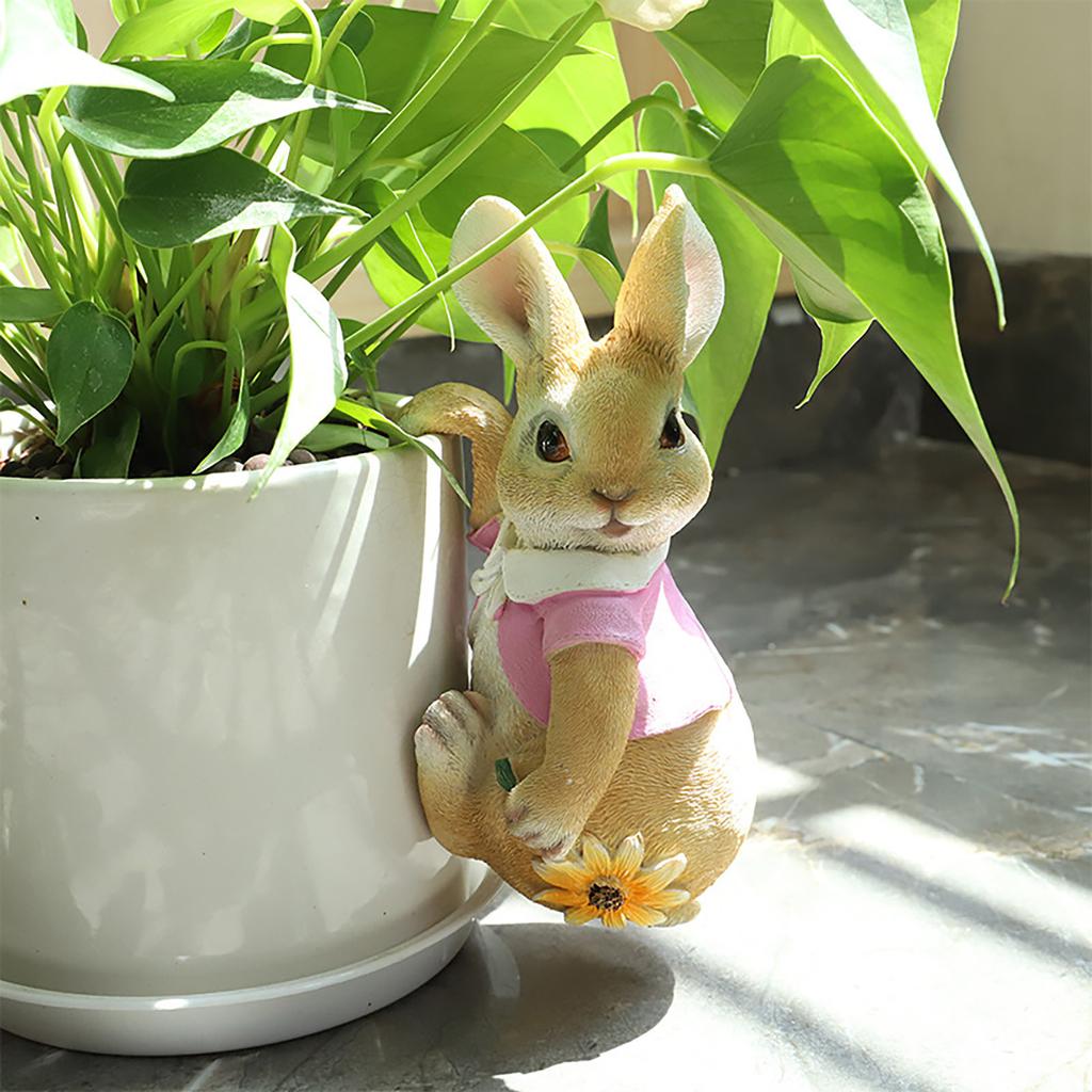 Easter Climbing Rabbit Garden Statue  Statue Hanging Bunny Decorations Planter Fence