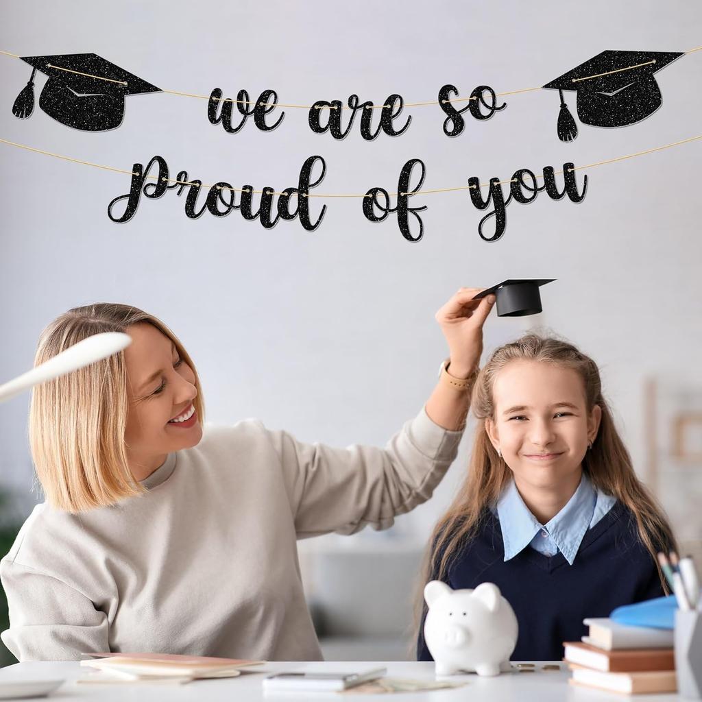 Graduation Party Decorations - 9 Ft Pre-Strung We Are So Proud of You Banner, Graduation Party Decorations & Decor for Elementary, 5th Grade, 8th
