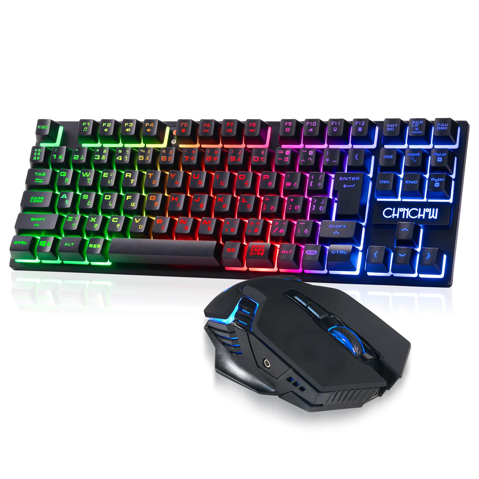 

CHONCHOW Wireless Gaming Keyboard Mouse Glowing Wireless 4 Level DPI Japanese 19 Compatible with RGB Compatible with G112 Set, Charging, Keyboard,