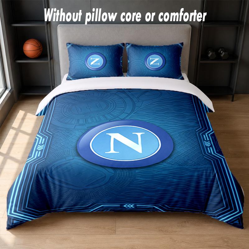 Set Biancheria da Letto Napoli FC 1 Copripiumino + 2 Federe Morbido Traspirante Biancheria da Letto per la Casa