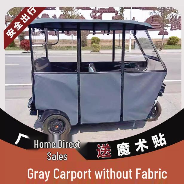 New Style Gray Electric Tricycle Canopy: Thickened Leather, Fully Transparent Rain Curtain, Sunshade Protection