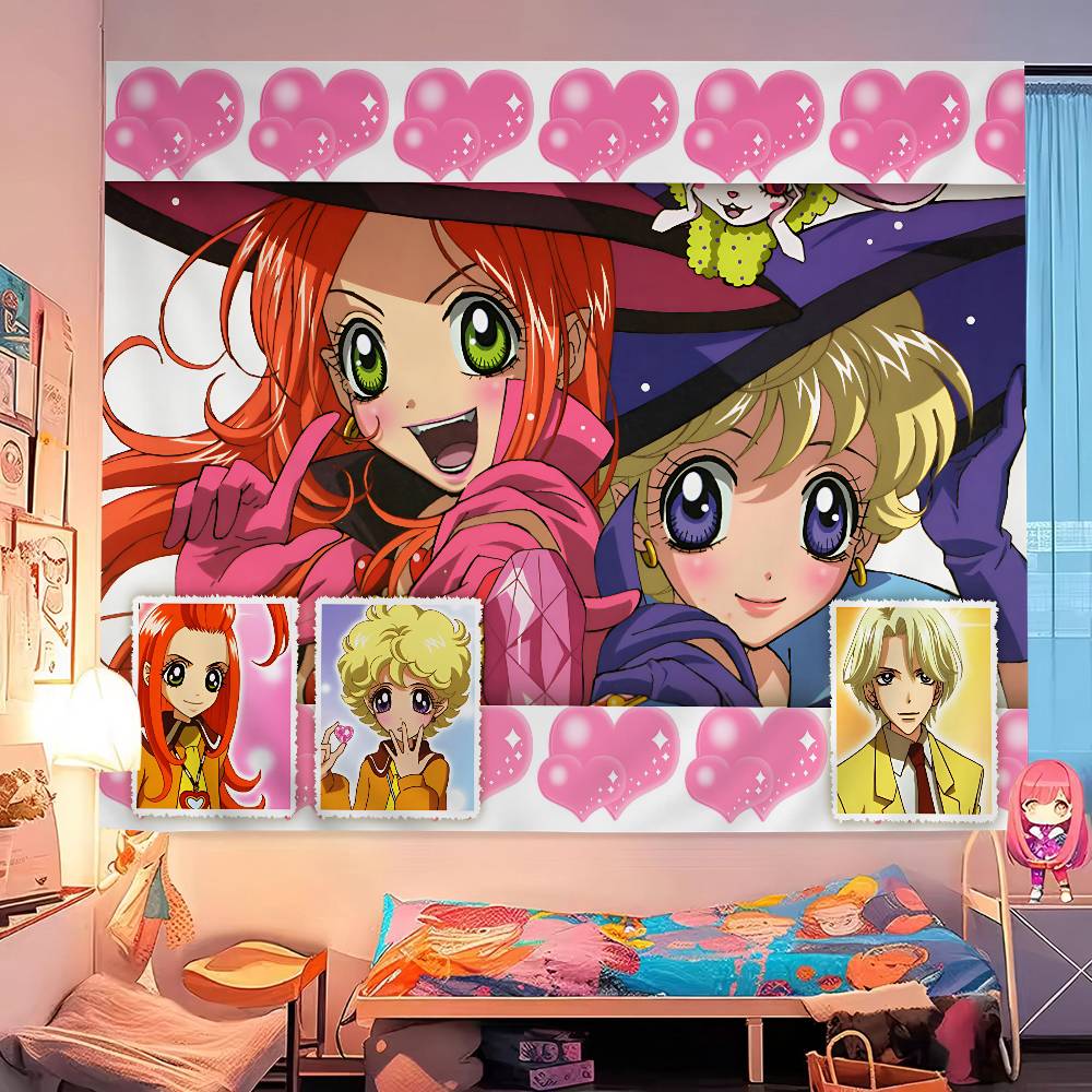 Anime Sugar Sugar Rune Anime Tapestry Hippie Flower Wall Carpets Dorm Decor Wall Hanging Home Decor
