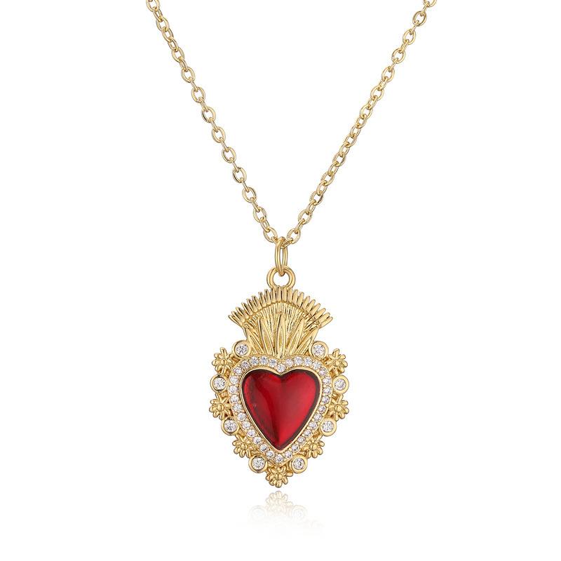 Love Wings Pendant Necklace for Women, European and American INS Fashion Versatile, Copper Plated Real Gold Zircon Drip Oil