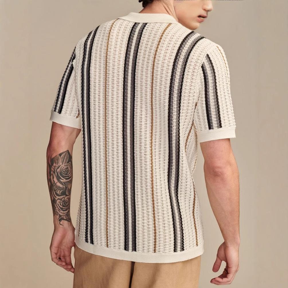 Men's Casual Hollow Knit Polo Cardigan BK0059