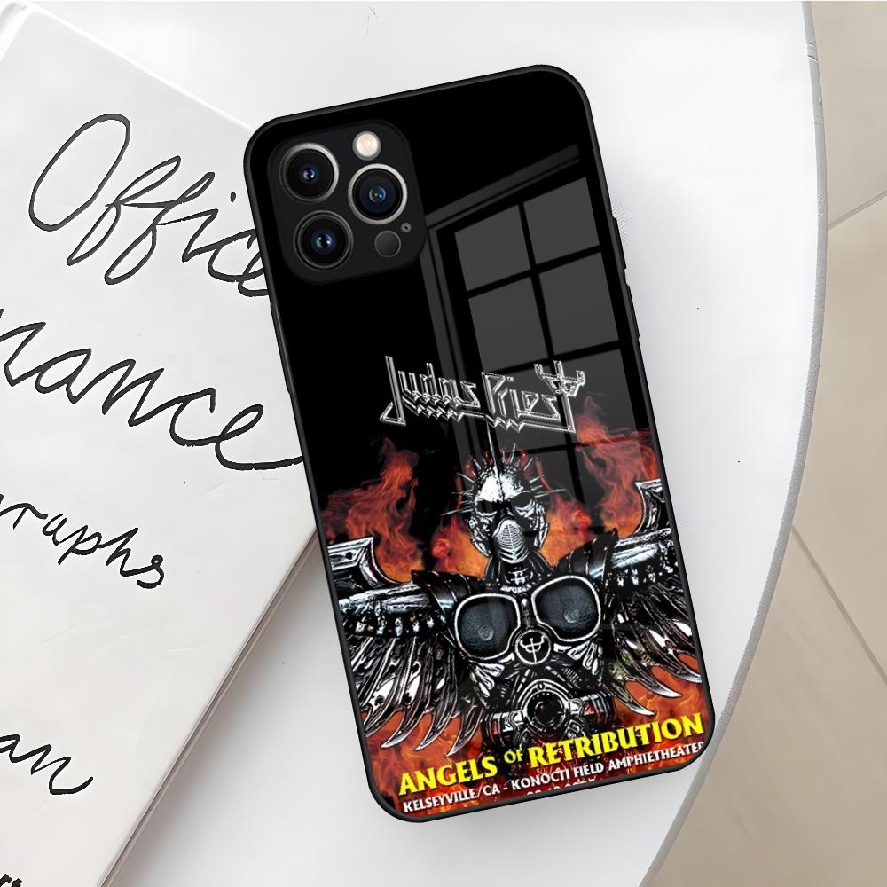 Rock Band J-Judas Priest Handyhülle für iPhone 16 15 14 12 11 13 Pro Max Mini X Xr Xs Se 8 Puls Glas Hülle