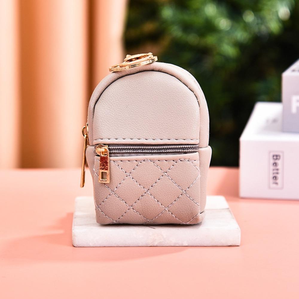 With Keychain Earphone Mini Storage Bag Long Strap PU Small Wallet Key Bag PU Mini Coin Purse  Girl