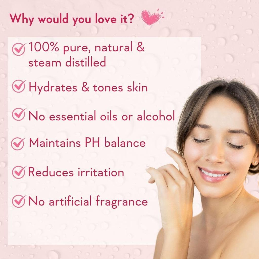 WishCare 200 Ml Pure Natural Rose Water Spray For Skin Hair Face Toner Hydrating Refreshing Mist