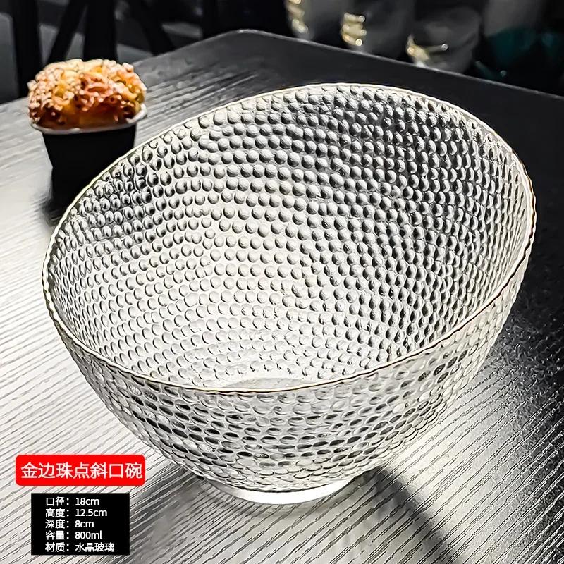 Křišťálová skleněná nakloněná mísa na ovoce Salátová bufetová mísa Špičková vynikající mísa Kuchyňské nádobí Talíře na ovoce a svačinu Speciální talíře