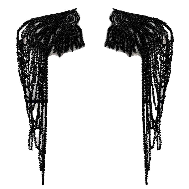 1 Pair Sequined Beaded Uniform Epaulets Party Costume Epaulettes Glittering Shoulder Wrap Epaulet for Stage Performances