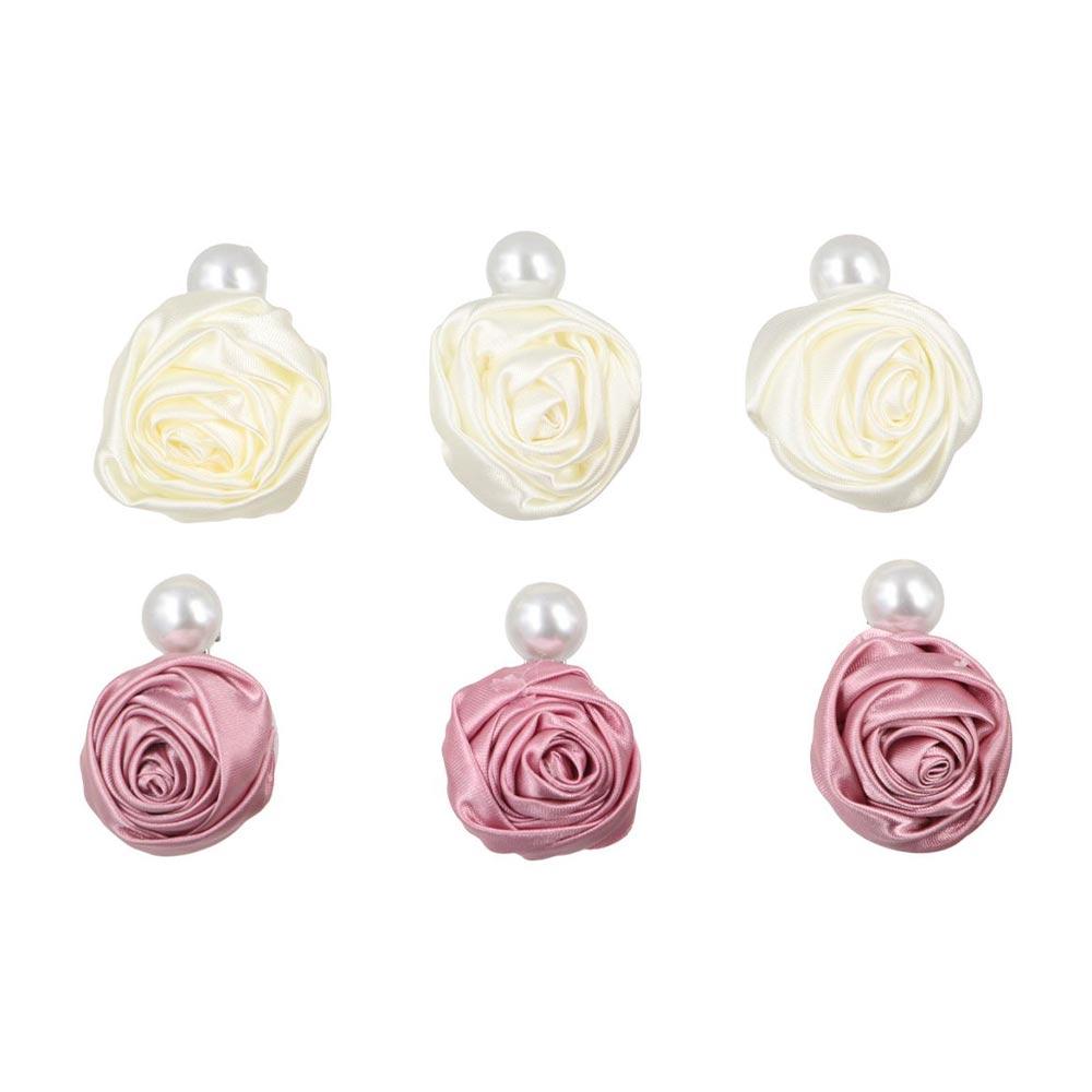 Flower Rose Hair Clips Korean Style Pearl Barrettes Elegant Silk Satin Hairpin  Women
