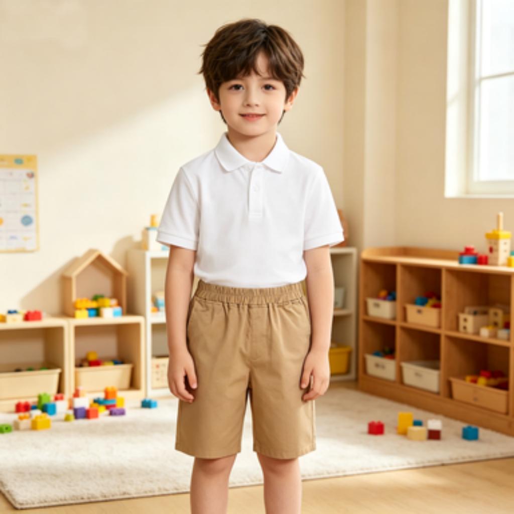 Primary School Student's Summer Cotton Lightweight Khaki Pants