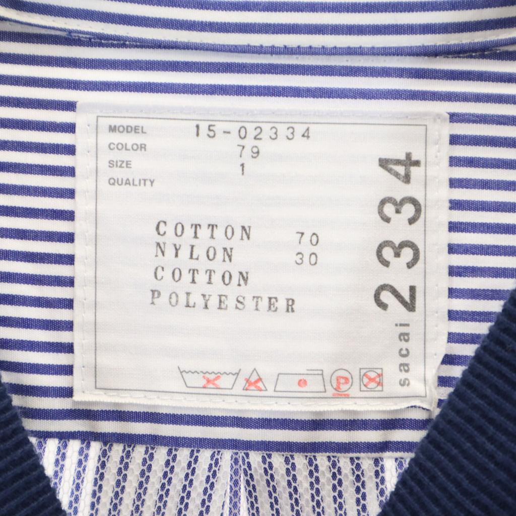 Sacai made in Japan Striped Pattern Long sleeve Shirt switching one piece Women Used