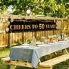 50th Birthday Decorations for Women & Men - Black Gold 118"x20" Extra Large "Cheers to 50 Years" Banner, Over The Hill Party Decor Indoor Outdoor, 50