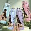 1PC French Bulldog Puppy Art 750ml Color Plastic Sports Water Bottle Leakproof Flip Straw Lid Suitable for Sports Office Home Use