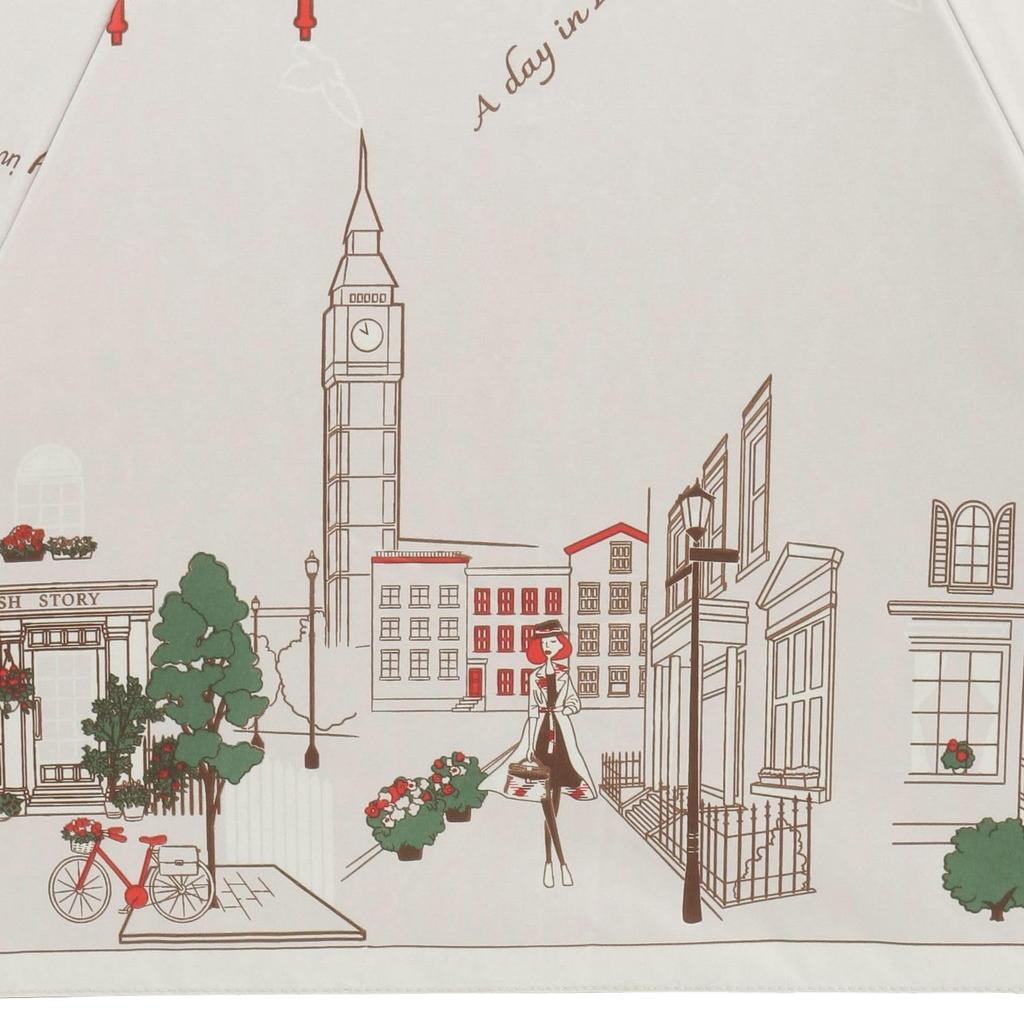 Moonbat Folding Parasol for Made In Suitable for Rain or Premium Light Heat and UV Colorful Cityscape Gray "Dachshund" Women, Japan, Shine, Blocking,