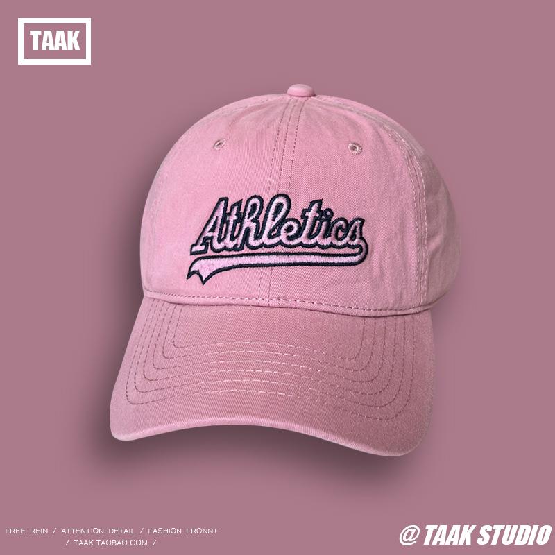 

Washed pink big brim baseball cap children summer versatile big head circumference show face small cap tide Adjustable