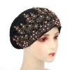 Elegant Glittery Chemo Cap Embroidery Beaded African Headwrap Muslim Inner Hijab Hat  For Women