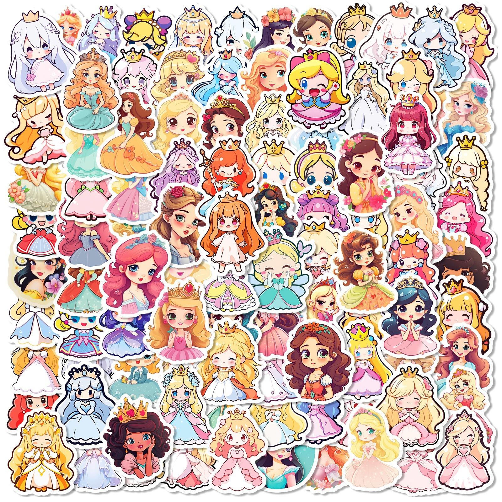 

100 Cartoon Princess Children Reward Princess Little Girl Toys Doodle Stickers DIY