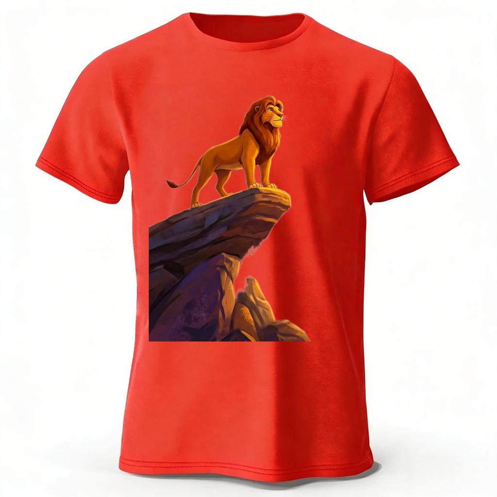 Durable Lion King Simba Highquality Pure Cotton Tshirt for Men Daily Leisure Running Fitness Short Sleeved Quick Drying Design