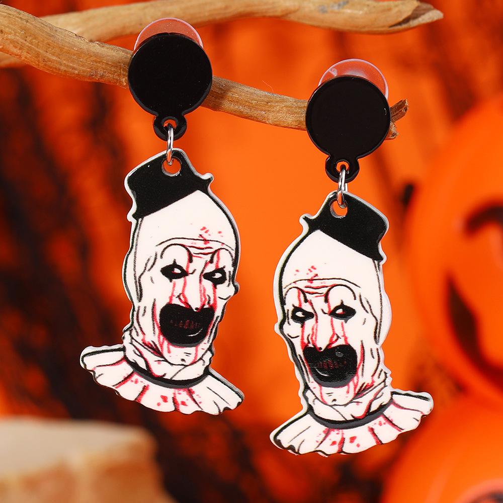 Double-Sided Acrylic Skull Earrings - Halloween Scary Head Ear Ornaments