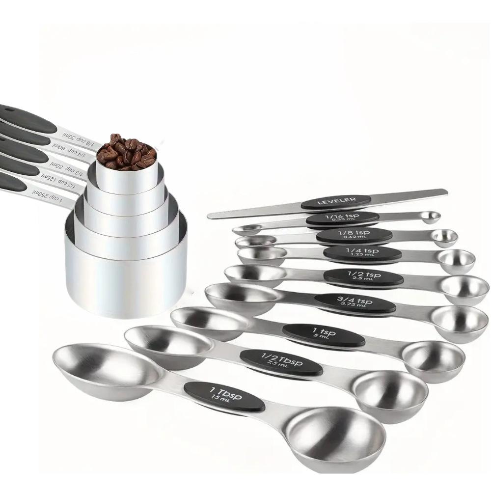 14pcs/set, Measuring Cups And Spoons Set, Stainless Steel Measuring Cups And Spoons Set, Including 5 Stackable Measuring Cup 8 D