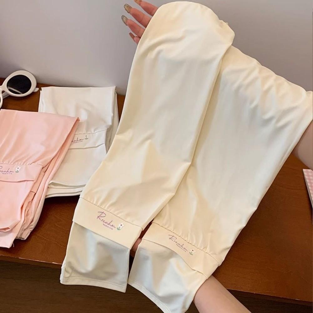 Arm Protection Sunscreen Arm Covers Flower Embroidered Cycling Gloves Long Ice Silk Sleeves  Men