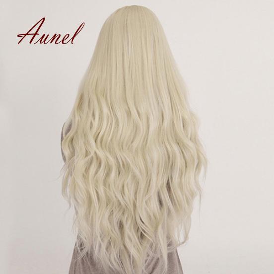 Smart Long Blonde Wavy Curly Full Wig Cosplay Party Princess Hair Style