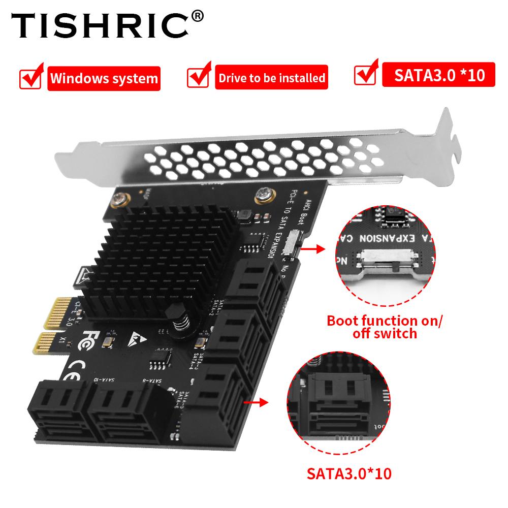 PCIE Sata 1X To 2/6/10/16 Ports SATA3.0 PCI-E Expansion Card Adapter PCI Express Multiplier PCIE3.0 Sata Controller Add On Cards