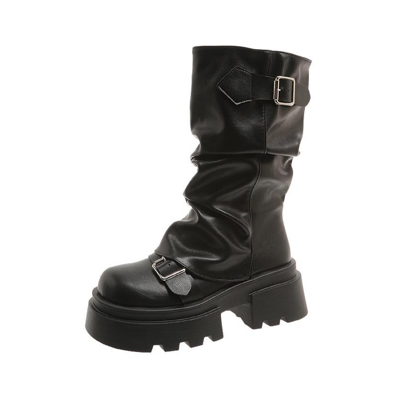 Retro ins wind boots brown versatile thick-soled heightening Martin boots women's 2025 new autumn and winter trouser boots