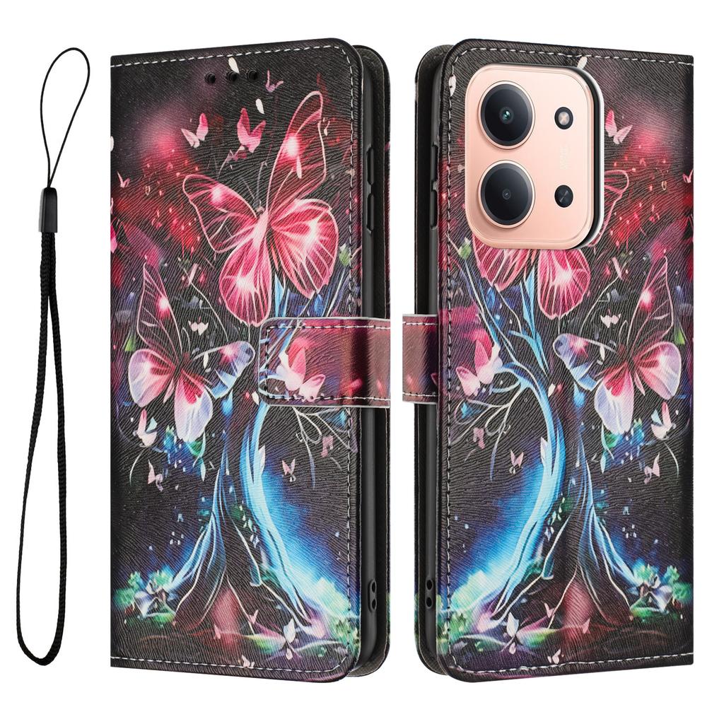 For Xiaomi Redmi 15C 4G (Global) (171mm)/Xiaomi Poco C85 4G Wallet Case Pattern Printing PU Leather Phone Cover with Lanyard