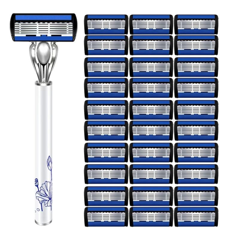 Men's Manual Care High-end Black Razor, 6-layer Razor Blade, Scratch Resistant and Washable Stainless Steel Razor