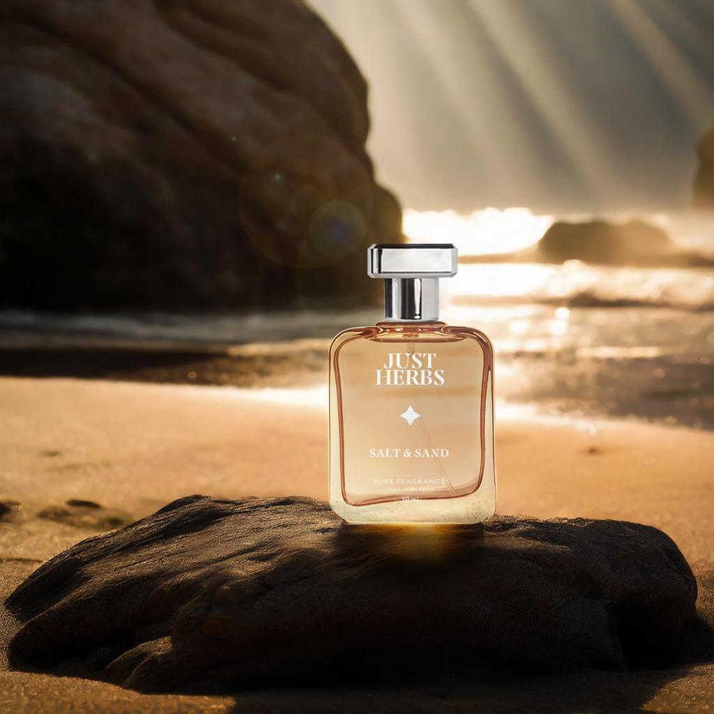 Just Herbs Relaxing Salt & Sand EDP Perfume for Men and Women 50ml, Long Lasting Eau Da Parfum Fragrance Unisex Body Spray