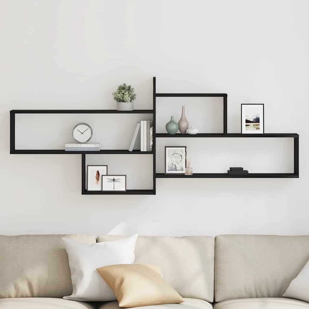 Wall Shelf Black Oak Effect 167.5x18x68 cm Engineered Wood
