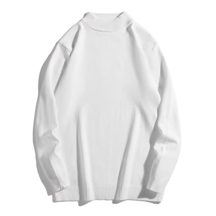 Men's High Neck Double Roll Wool Sweater - Soft, Warm, Solid Color, Close-Fitting Base Layer, Trendy Knitted Design