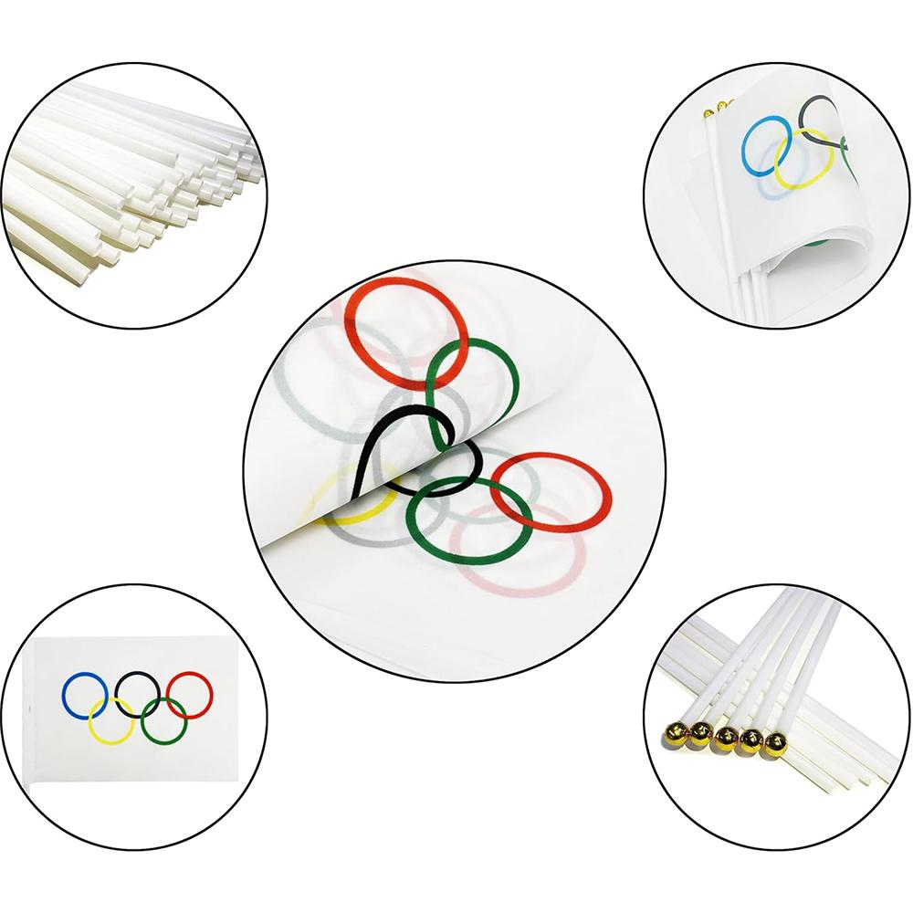 20 Pcs 14*21Cm Handheld Mini Olympic Rings Flag