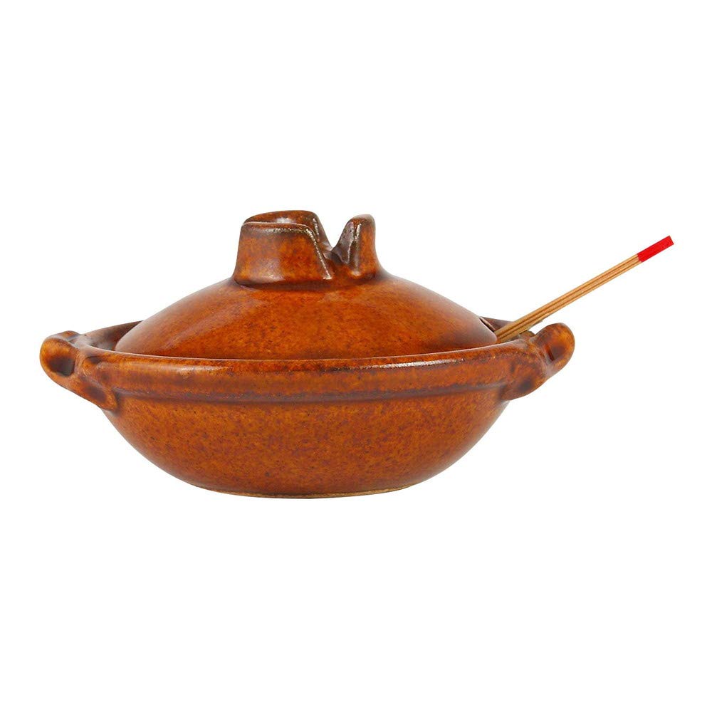 Nagatani Seito Earthenware Pot-Shaped Condiment Container with Spoon, Approx. 6.5 X 4cm, Brown, ACK-35