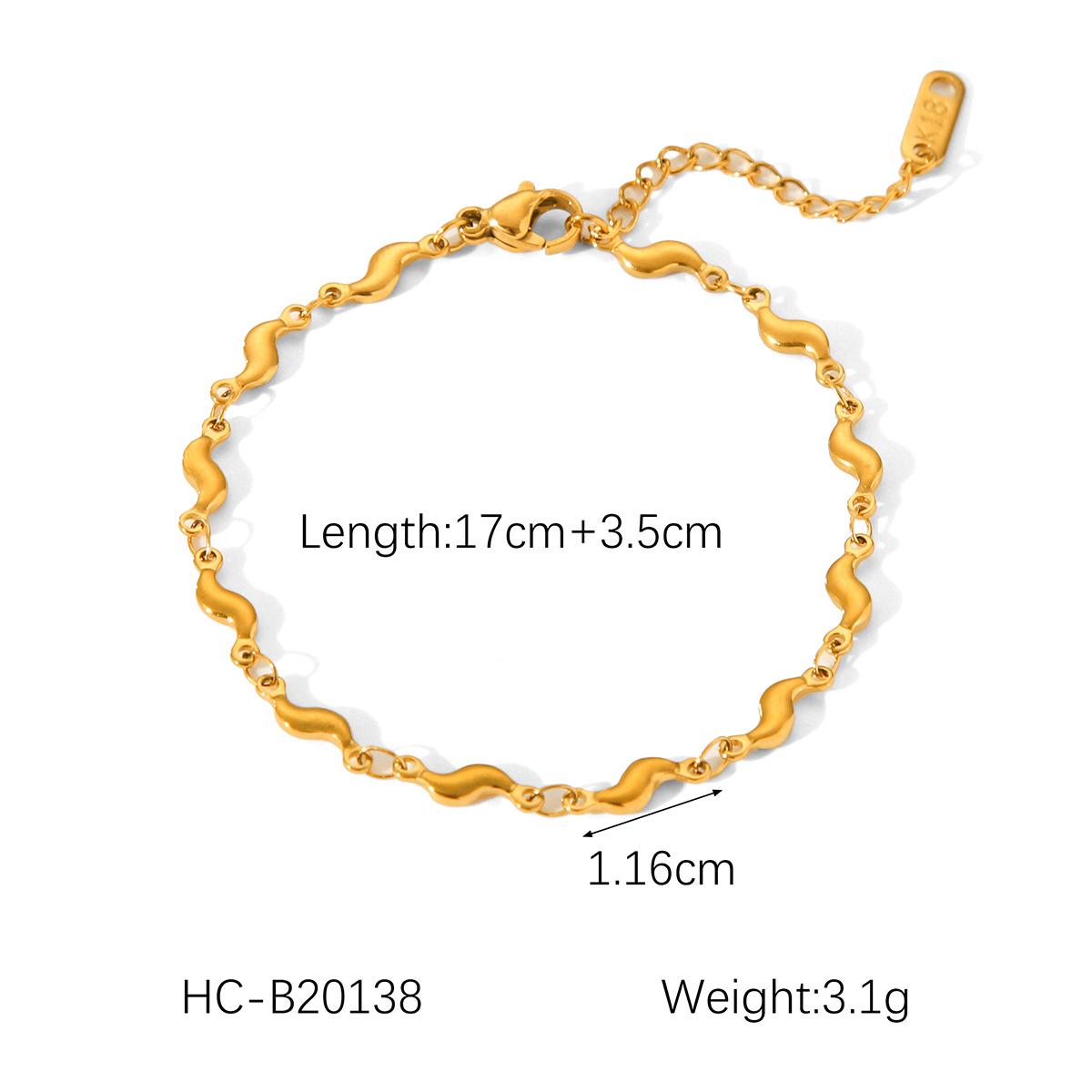 Wave-Shaped Titanium Steel Necklace For Women Water Ripple Chain Bracelet Fade-Resistant Jewelry