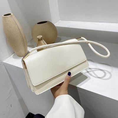 Neue einfache Schultertasche für Frauen PU-Leder Achseltasche Einfarbige Damenhandtasche Lässige Mädchen Kleine quadratische Tasche