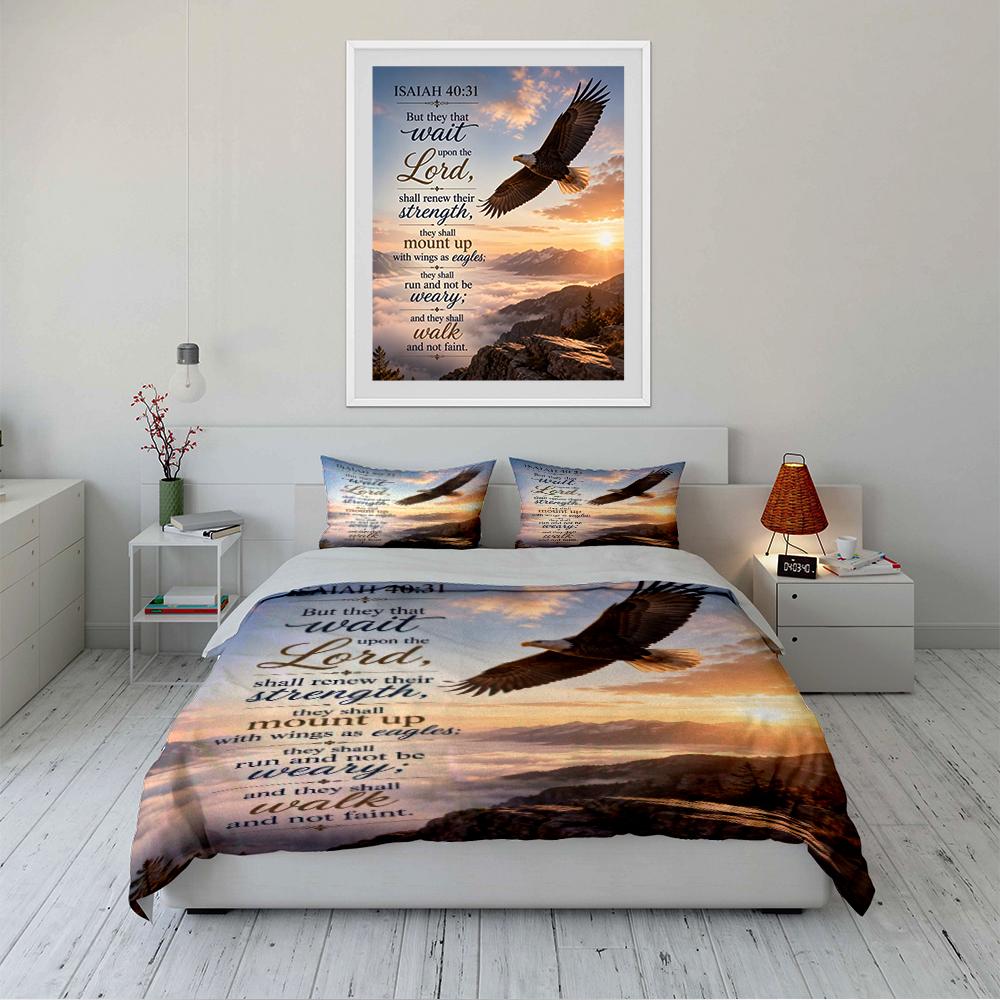 Christian Bedding Set with Eagle Design Bedding Set (1 Duvet Cover, 2 Pillowcases, Duvet Not Included)