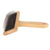 Wooden Handle Macrame Slicker Comb Fine Polished Bristles Fringe Comb Cleaning Brush  For Dogs