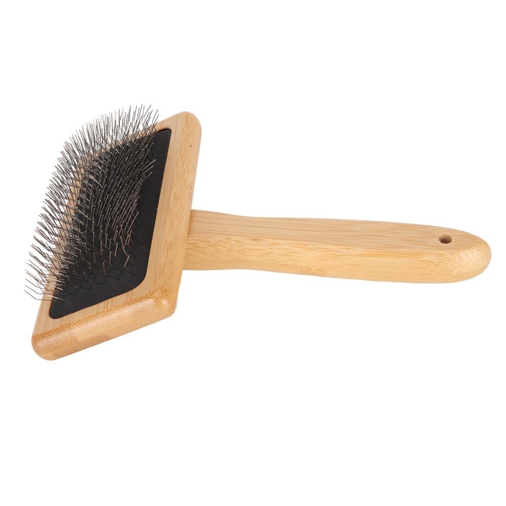 Wooden Handle Macrame Slicker Comb Fine Polished Bristles Fringe Comb Cleaning Brush For Dogs