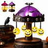 Ghost Carousel Night Light Antique Copper Base Stained Glass LED Vintage Lamp Rechargeable Bedside Lamp for Home Bedroom Kitchen