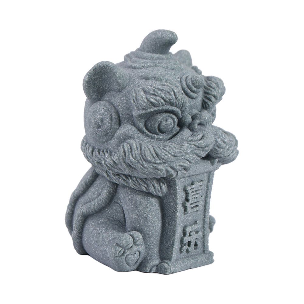 Cute Artwork Awakening Lion Ornament 3D Artificial Stone Chinese Stone Lion Ornament Safe Handmade Lion Mascot Statue Tea Pet