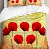 Juego de Cama Floral Edredón Funda Nórdica Fundas de Almohada Amapolas de la Temporada de Primavera Flores Pastorales Cubierta de Cama Bot Juego de Cama Doble