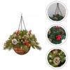 Holiday Celebrations Christmas Flower Basket Decorative Hanging Flower Arrangement Colorful Flower Arrangement Enchanting Glow